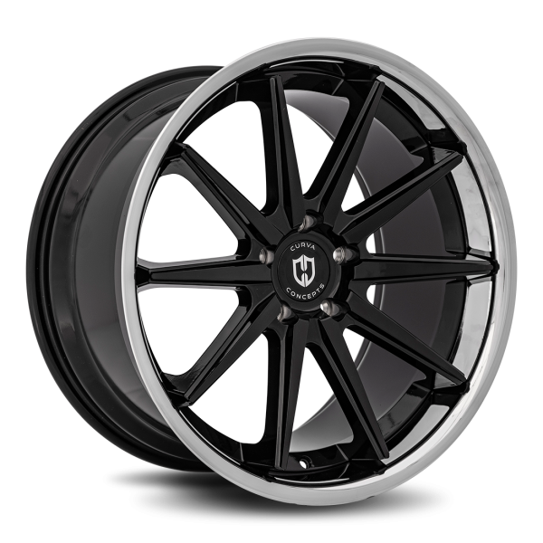 Curva Concepts Gloss Black Stainless Chrome Lip C24 20x10.5 Aftermarket Wheels