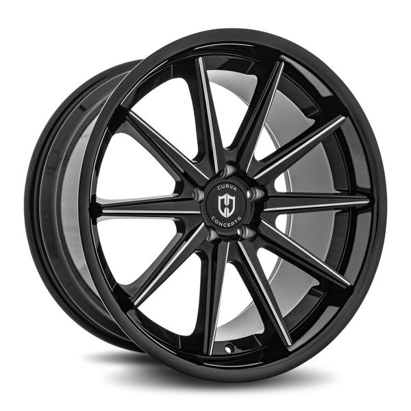 Curva Concepts Gloss Black Stainless Chrome Lip C24 20x9 Aftermarket Wheels