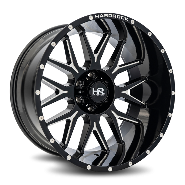 Hardrock Offroad Gloss Black Milled H500 Affliction XPosed 22x12 Off Road Wheels