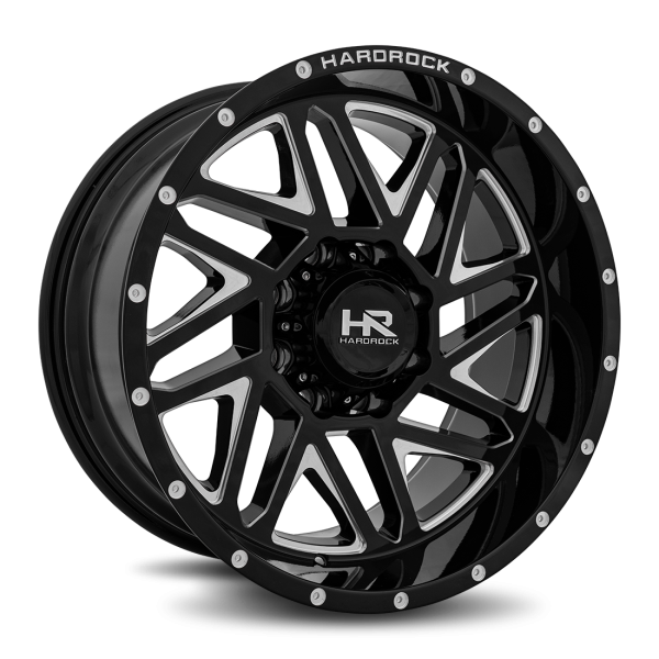 Hardrock Offroad Gloss Black Milled H501 Bones XPosed 20x10 Off Road Wheels