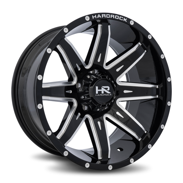 Hardrock Offroad Gloss Black Milled H502 Painkiller XPosed 20x10 Off Road Wheels