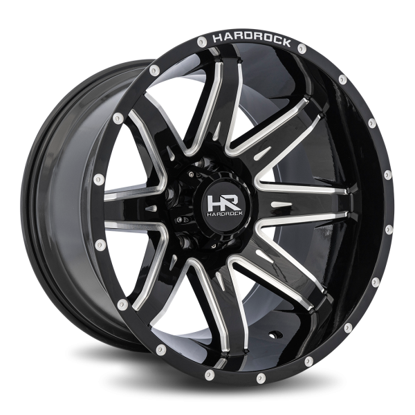 Hardrock Offroad Gloss Black Milled H502 Painkiller XPosed 20x12 Off Road Wheels