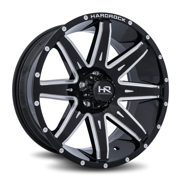 Hardrock Offroad Gloss Black Milled H502 Painkiller XPosed 20x9 Off Road Wheels