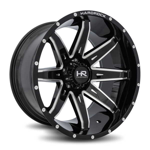 Hardrock Offroad Gloss Black Milled H502 Painkiller XPosed 22x12 Off Road Wheels