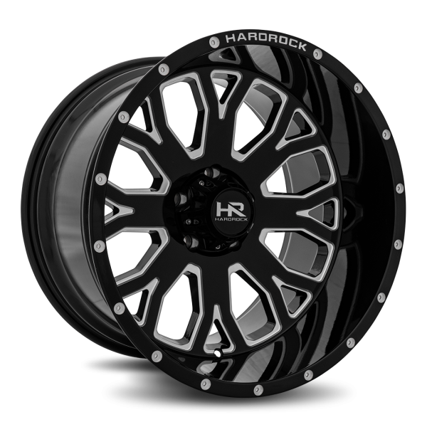 Hardrock Offroad Gloss Black Milled H504 Slammer XPosed 20x12 Off Road Wheels