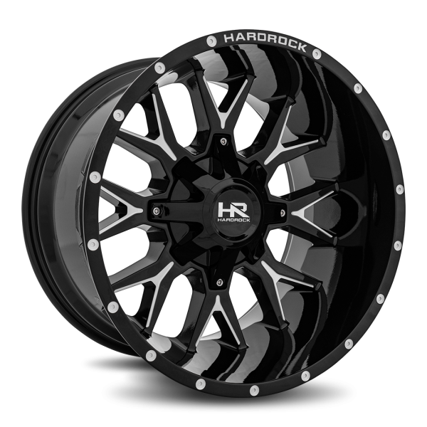 Hardrock Offroad Gloss Black Milled H700 Affliction 20x12 Off Road Wheels