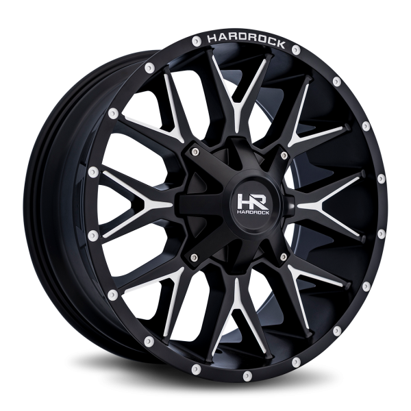 Hardrock Offroad Satin Black Milled H700 Affliction 20x9 Off Road Wheels