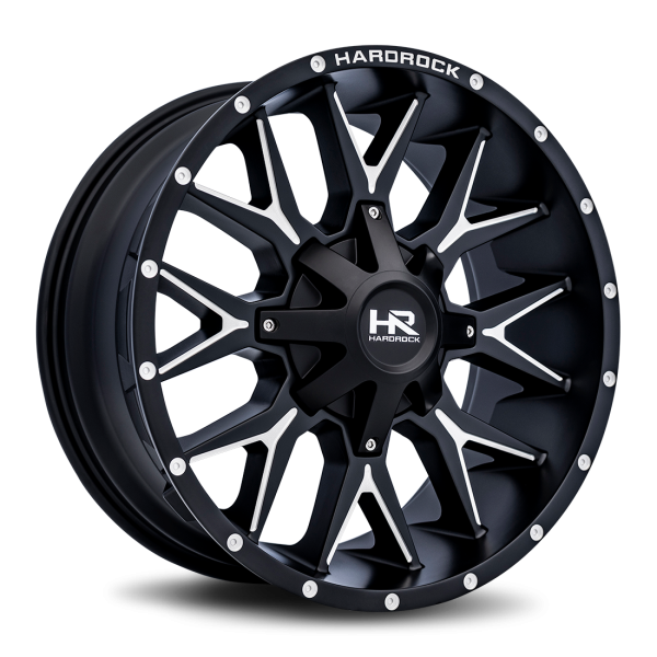 Hardrock Offroad Satin Black Milled H700 Affliction 20x9 Off Road Wheels