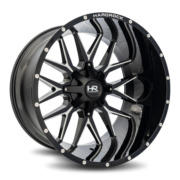 Hardrock Offroad Gloss Black Milled H700 Affliction 24x14 Off Road Wheels
