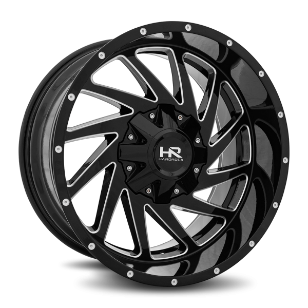 Hardrock Offroad Gloss Black Milled H704 Crusher 20x10 Off Road Wheels
