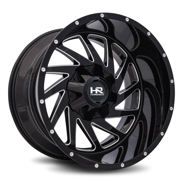 Hardrock Offroad Gloss Black Milled H704 Crusher 20x12 Off Road Wheels