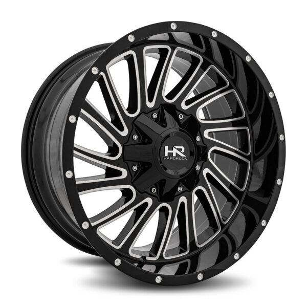 Hardrock Offroad Gloss Black Milled H708 OverDrive 20x10 Off Road Wheels