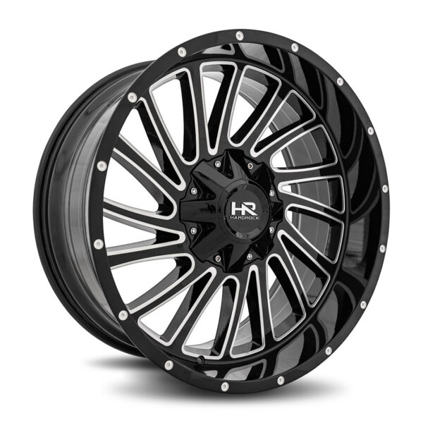 Hardrock Offroad Gloss Black Milled H708 Overdrive 22x10 Off Road Wheels