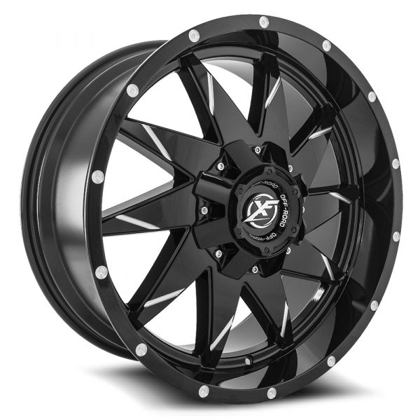 XF Off-Road XF-208 Gloss Black Milled Aftermarket Wheels